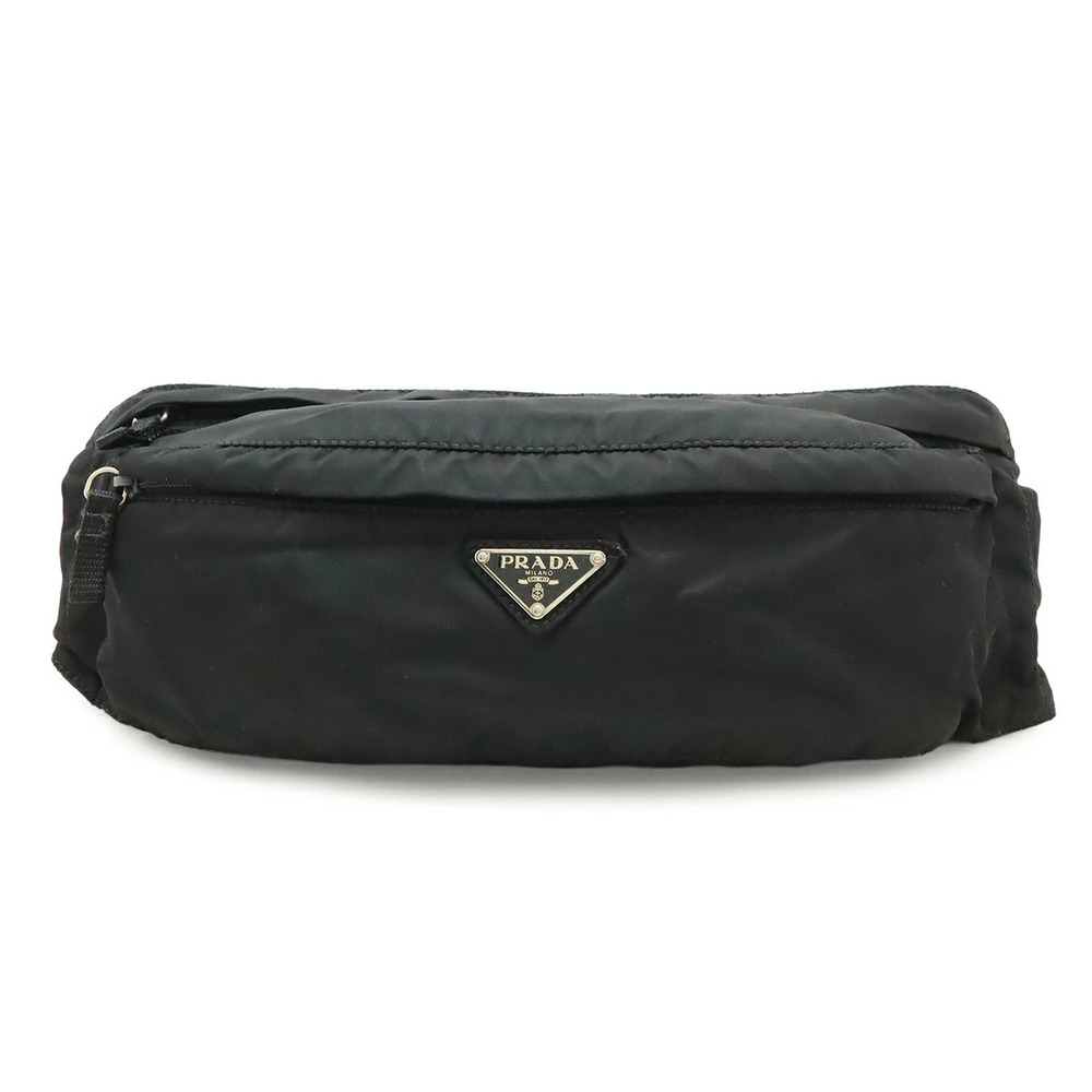 Prada Triangle Body Bag Waist Pouch Clutch Hip Black